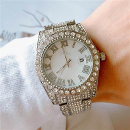 2022 Men Fashion Bling Watches Stainless Steel Quartz Movement Rome Numeral Dial Male Sport Wristwatch