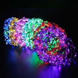 Party Decoration Glowing Garland Wedding Crown Flower Headband LED Light Christmas Neon Wreath Luminous Hair HairbandParty