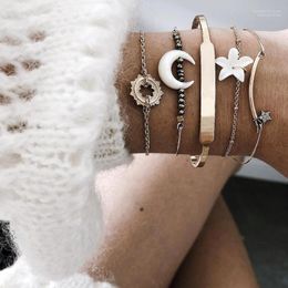 Link Chain Gold Colour Bohemian Handmade Sun Moon Star Crystal Bracelet Sets Women 2022 Rope Bracelets Retro Jewellery Accessories1