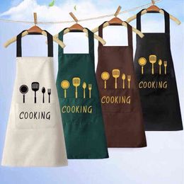 1PCS Kitchen cooking apron household sleeveless waterproof linen apron with pockets for men and women baking accessories 61*75cm Y220426