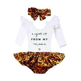 Citgeett Autumn 3Pcs Newborn Baby Girl Clothes Ruffle Romper Top Leopard Skirts Fall Outfits Set J220711