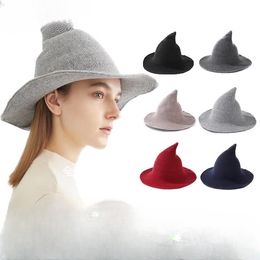 Halloween hats Knitted polyester magic witch cap wizard hats Festival Party Womens Lady Cosplay Fashionable Warm caps