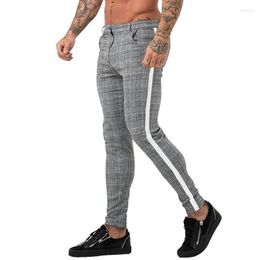 Men's Pants Plaid Men Trouser Casual Pant 2022 Fashion Harem Jogger Sweatpants Streetwear Side Stripe Pencil Pantalon HombreMen's Drak22
