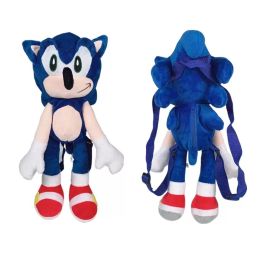 Sonic plush backpack toys soft stuffed animals doll Hedgehog Action Figure school bags for kids toys christmas gifts 46CM
