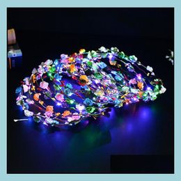 Other Event Party Supplies Festive Home Garden Led Luminous Wreaths Glow Flower Crown Head Dhcos