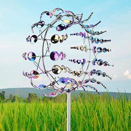 Metal Garden Windmill Decorative Patio Lawn Wind Spinners 3D Effect Outdoor Pinwheel Decor for Farm 220721