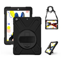 strap for ipad UK - Tablet Cases For iPad Air 4 10.9 Pro 11 With 360 Degree Rotation Kickstand And No Pencil Holder Design Shockproof Anti Fall Protective Cover Shoulder & Hand Strap