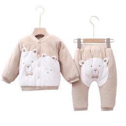 Clothing Sets Clothing Sets Winter Clothes for Boy and Girl Baby Stand-up Collar Quilted Warm Home Cotton Outing Suitsclothing