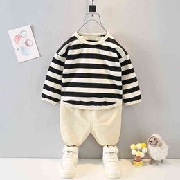 Baby Girls Boys Clothing Sets Autumn Spring New Fashion Infant Cotton Striped Tops+Pants 2pcs Kids Suits Toddler Casual Clothes G220509
