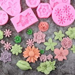 Sun Flower Daisy Rose Peony Orchid Silicone Mold DIY Cupcake Topper Fondant Cake Decorating Tools Candy Chocolate Gumpaste Mould 220815