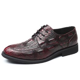 men fashion party nightclub dresses shoes black red crocodile pattern derby shoe gentleman designer footwear
