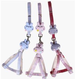 Dog Collars & Leashes Adjustable Nylon Leash And Harness Set For Small Dogs Cats Chest Straps Traction Rope Pets Belt Vests