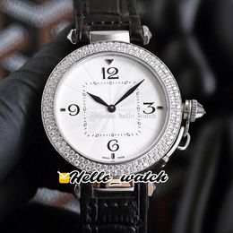 Pash De Fashion Ladies Watches WSPA0012 W2PA0008 Swiss Quartz Womens Watch White Texture Dial Steel Case Diamond Bezel Black Leather Strap HelloWatch G11A