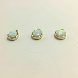 Pendant Necklaces 9mm Circular Opal Gold Colour Side Drilled Beads Man-made Small Size For Necklace Druzy Charm JewelryPendant