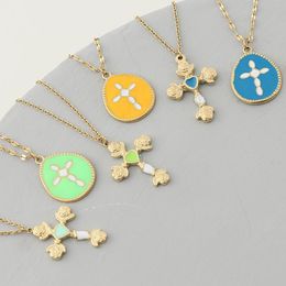 Pendant Necklaces Bohemia Cross Stainless Steel Clavicle For Women Personality Dripping Oil Party Wedding Choker Necklace Jewellery GiftsPenda