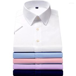 solid color dress shirts men UK - Men's Dress Shirts Arrival Men's No-iron Cotton Blend Shirt Men Short Sleeve Business Solid Color Casual Mens AX602Men's Quin22