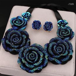 Chokers Arrival High Quality Fashion Necklaces Big Blue Resin Flower & Pendants Chunky Statement Necklace For Women X1629 Sidn22