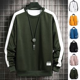 Fashion Harajuku Sweatshirts Men Spring Autumn 6 Color Hoodie s Casual O-Neck Patchwork Sweatshirt for Young 220325