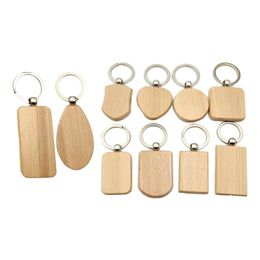 Keychains Pieces Blank Wooden Key Chain Keychain Rings Bag Hanging DIY Handmade Pendant For Crafts Painting EngravingKeychains