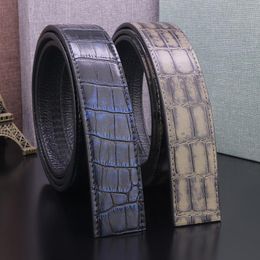 Belts High Quality 3.5cm Of Automatic Buckle Crocodile Pattern Men Without Black Genuine Leather Cowhide Waist StrapsBelts