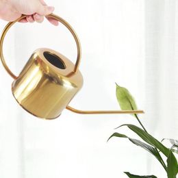 Garden Watering Can Golden Stainless Steel 1300ml Small Water Bottle With Handle For Planting Flower European Y200106