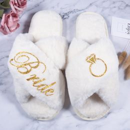 Bride Slippers Hen Party Favor Bridesmaid Slippers Set Custom Wedding Slipper Personalize Bridal Slipper Woman Girls Trip 0614