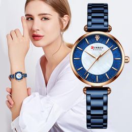 Wristwatches Watches For Women Top Blue Thin Quartz Wristwatch With Stainless Steel Band Simple Girl ClockWristwatches WristwatchesWristwatc