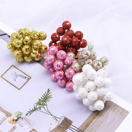 Decorative Flowers & Wreaths 100/200pcs Artificial Fruit Stamens Mini Foam Berry Stamen Cherry Small Berries Beads Wedding DIY Flower Wreath