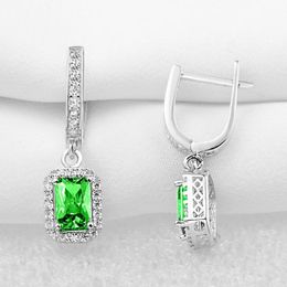 Clip-on & Screw Back Green Baguette Stone Gold Earrings