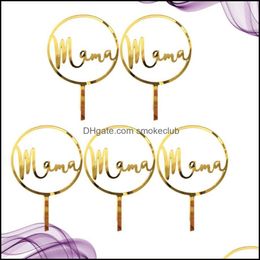 Other Festive Party Supplies Mama Letter Design Cake Toppers Acrylic Picks Fruit Decoration Festival Mothers Day Dessert Gwb14296 Drop Deliv