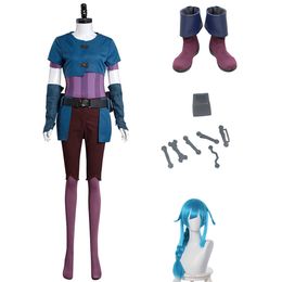 LOL Powder Child Jinx Cosplay Costume Women Outfits Costume Halloween Party Wig Shoes Headwear