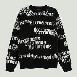 Men's Sweaters Fashion Streetwear Letter Printed Knitted Jumper Men Hip Hop Harajuku Casual Loose O-Neck Pullovers Unisex Autumn TopsMen's