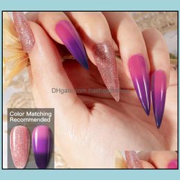 pink gel glue UK - Nail Gel Art Salon Health Beauty Pink Purple Glitter 7Ml 2021 Temperature Change Glue Gelpolish Uv 86Color Solid Col Dby