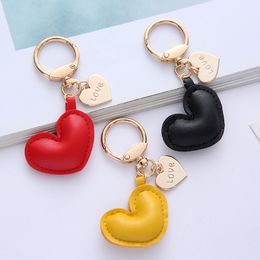 Love Keychains Holder Car Keys Rings Keyrings Fobs PU Leather Heart Pendant Key Chains Jewellery Accessories for Men Lovers Bag Charms Gold Women Gifts