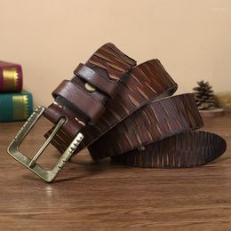 Belts High Quality Genuine Leather Belt Designer Men Copper Buckle Strap Male For Jeans Cowboy 3.8CM Thick CowskinBelts Fred22