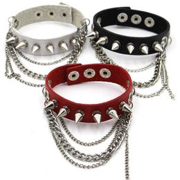 Charm Bracelets Punk Bracelet Unisex Cuspidal Spikes Rivet Stud Wide Cuff Leather BraceletGothic Rock Bangle Men Jewelry