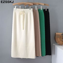 Autumn winter bodycon thick Sweater Skirt Women pencil good quality long skirt female elegant knit 220317