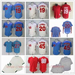 Movie Vintage Baseball Jerseys Wears Stitched 19 GregLuzinski 20 MikeSchmidt 45 TugMcGraw All Stitched Name Number Breathable Sport High Quality Jersey