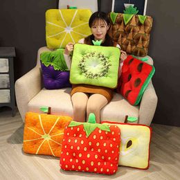 D Kawaii Simulation Watermelon Lemon Fruit Soft Cushion Plush Cute Toy Sofa Filled Home Car Decoration Kids Girl Gifts J220704