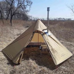 Bushcraft Pyramid Tent Lightweight 4 Season Ripstop Nylon Camping Tent with Chimney Hole Winter Shelter Backpacking Tent H220419