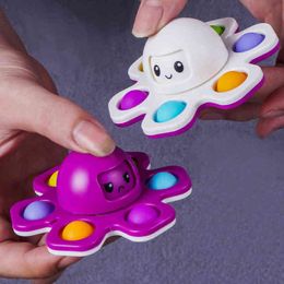 flip spinner UK - Rotating Flip Octopus It Push Pop Bubble Fiet Toy Face Off Simple Dimple Spinner Emotional Spinning