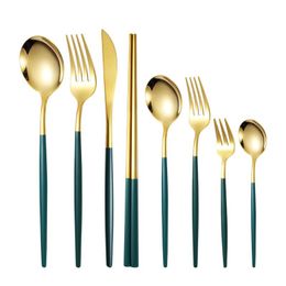 Flatware Sets Stainless Steel Knife And Fork Spoon Chopsticks Net Red Portuguese Dessert TablewareFlatware