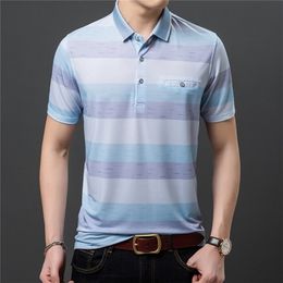 Ymwmhu Fashion Loose Men Polo Shirt Blue Thin Summer Streetwear Male Clothes Tops D220615