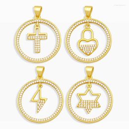 Pendant Necklaces Brass CZ Stone Small Pendants For Women Jewellery Making Gold Round Dangle Mini Cross Necklace Charms Pdta277Pendant