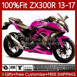 Injection Bodys For KAWASAKI NINJA ZX3R EX ZX 3R 300R ZX300 ZX300R 13 14 15 16 17 125No.90 ZX-300R EX300R Pink black ZX-3R 2013 2014 2015 2016 2017 EX-300 13-17 OEM Fairing