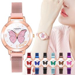 Wristwatches Fashion Women Butterfly Wrist Watches Luxury Ladies Magnetic Strap Quartz Gift Clock Relogio FemininoWristwatches