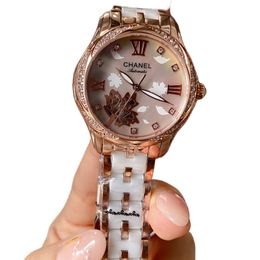 Fashion Mechanical Women's Watch 35mm 82S0 Movement Mother Of Pearl Dial Sapphire Glass Mirror Deep Water Resistance 316 Stainless Steel Ceramic Band watch 2022