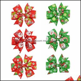 Christmas Baby Girls Clips 3Inch Grosgrain Ribbon Bows Childrens Xtmas Hair Accessories Drop Delivery 2021 Baby Kids Maternity Omx3V