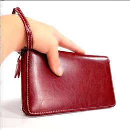 Wholesales Women's RFID money clips Anti-degaussing genuine leather Portable ladies large capacity long leather multi-card card wallet handbag