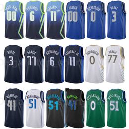 Printed Basketball Jalen Brunson Jersey 13 Dorian Finney-Smith Dirk Nowitzki Maxi Kleber Dwight Powell Boban Marjanovic Navy Blue White